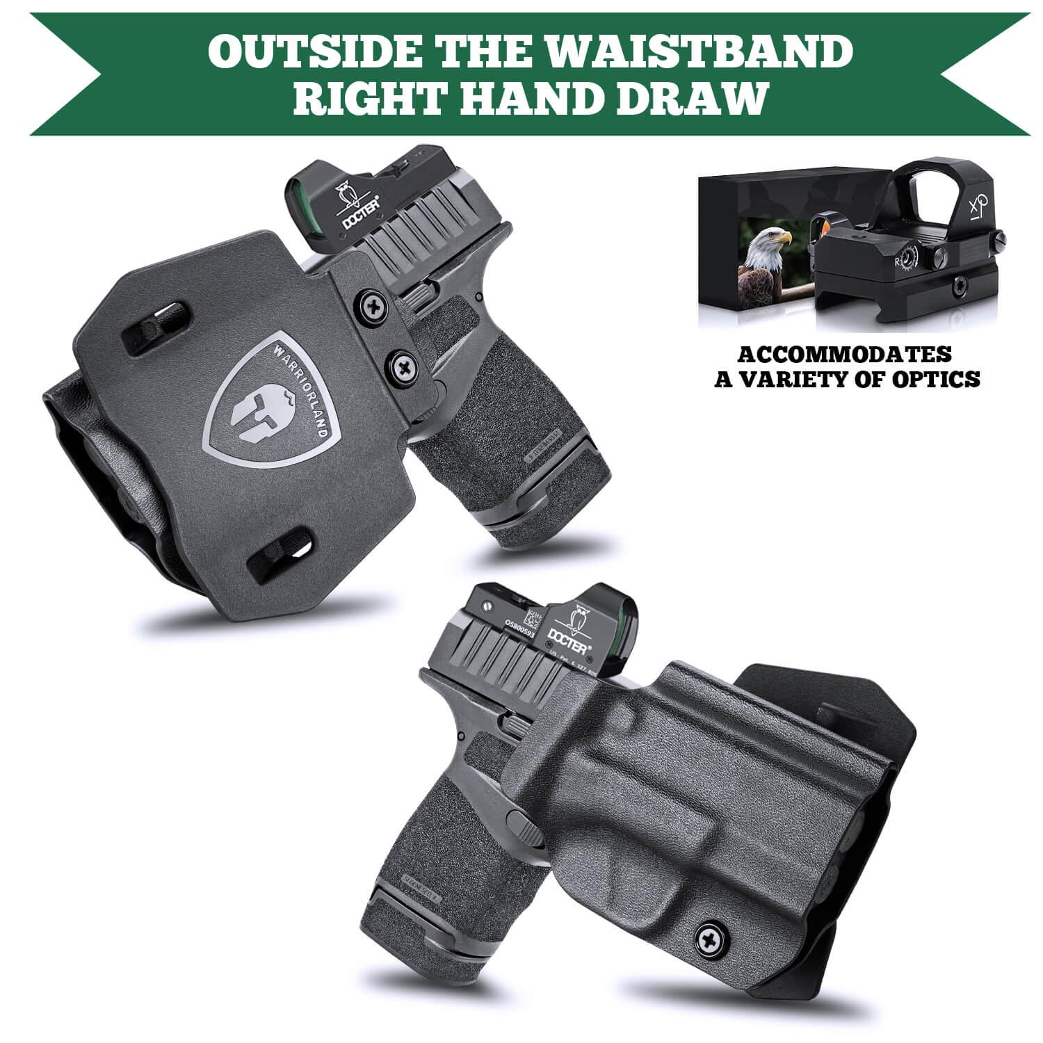 Kydex OWB Paddle Holster for Springfield Armory Hellcat Pro with red dot sights optics cut Trigger Guard Appendix Open Carry | WARRIORLAND WARRIORLAND