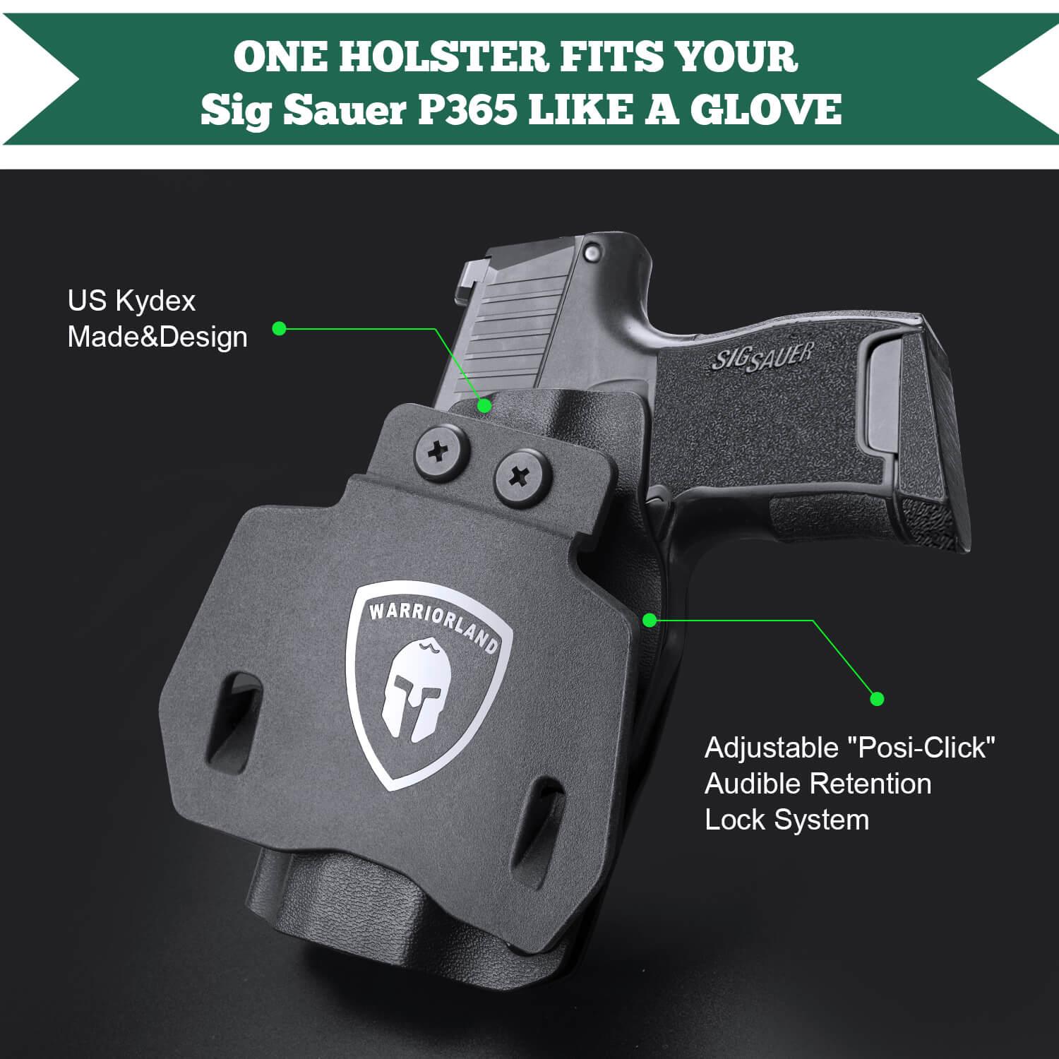 Open Carry OWB Paddle Holster Kydex for Sig Sauer P365 P365 XL P365 SAS P365X P365.380 ACP P365 ROSE.380 ACP Pistol with Red Dot Trigger Guard | WARRIORLAND WARRIORLAND