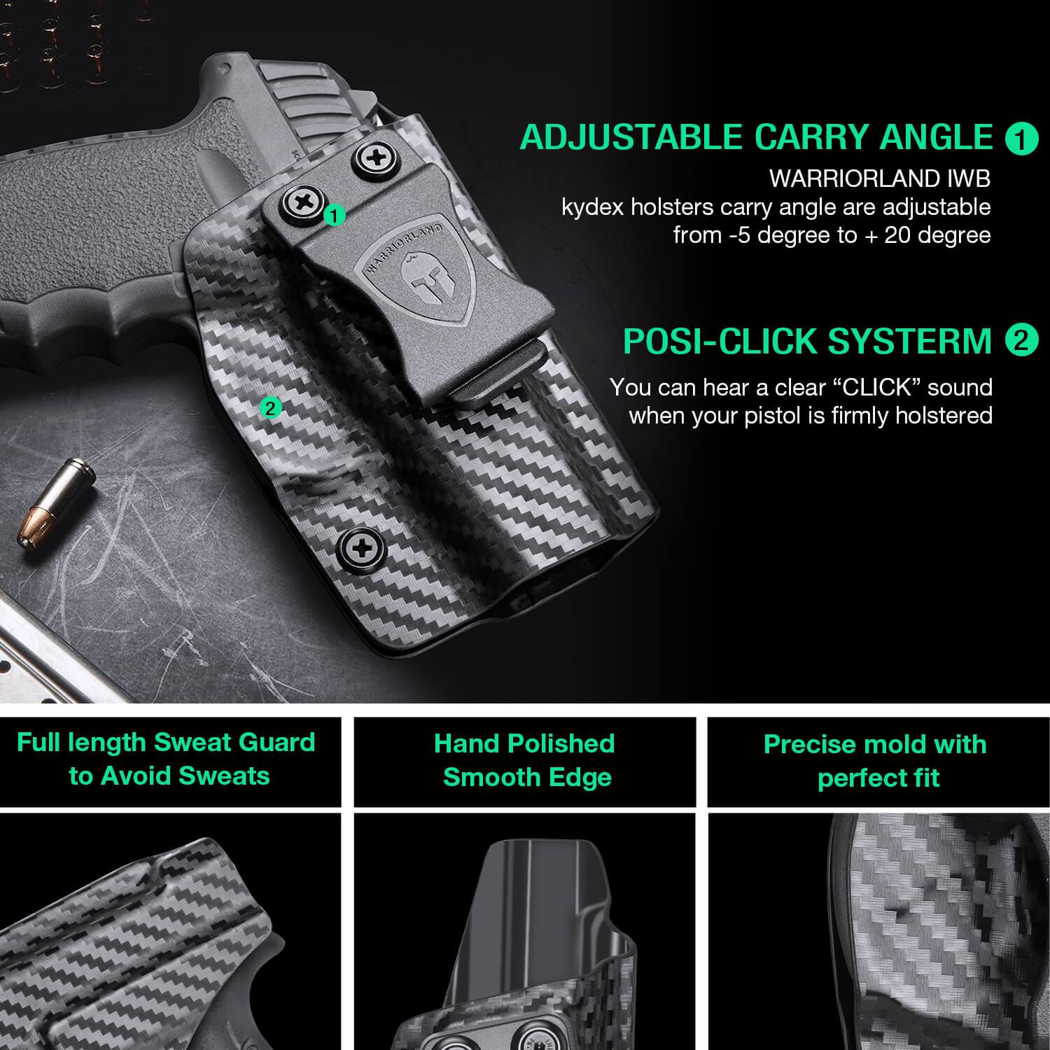 Carbon Fiber Kydex IWB Holster for SCCY CPX 1 2 CPX-1 CPX-2 9mm with No Rail Concealed Carry | WARRIORLAND WARRIORLAND