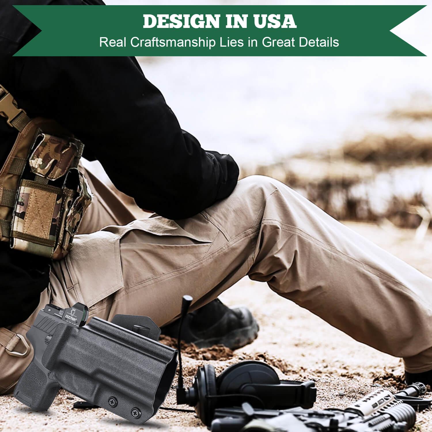 Sig Sauer P320 Full Size Compact P320X Carry Pistol OWB KYDEX Paddle Holster Appendix Open Carry Red Dot Optics Cut Fully Trigger Guard | WARRIORLAND WARRIORLAND