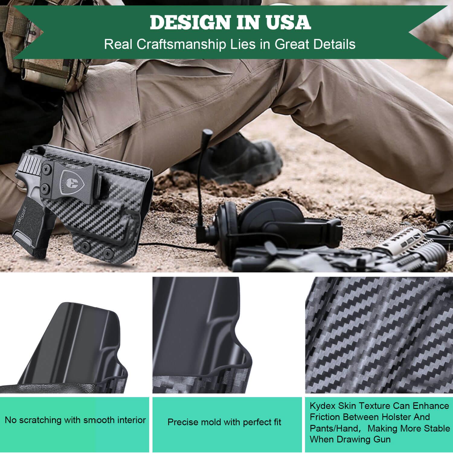 WARRIORLAND IWB Kydex Holsters Compatible with Sig P365/ P365 SAS/ P365XL with TLR-6/6 HL / 6 HL G Pistol, Inside Waistband Concealed Carry, Adj. Cant & Posi-Click Retention, No Scratch WARRIORLAND