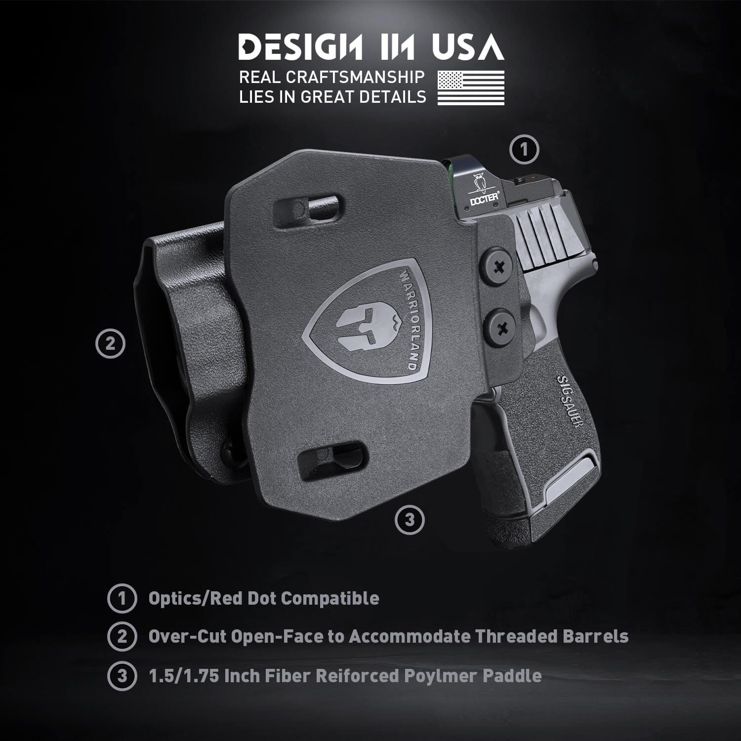 Open Carry OWB Paddle Holster Kydex for Sig Sauer P365 P365 XL P365 SAS P365X P365.380 ACP P365 ROSE.380 ACP Pistol with Red Dot Trigger Guard | WARRIORLAND WARRIORLAND