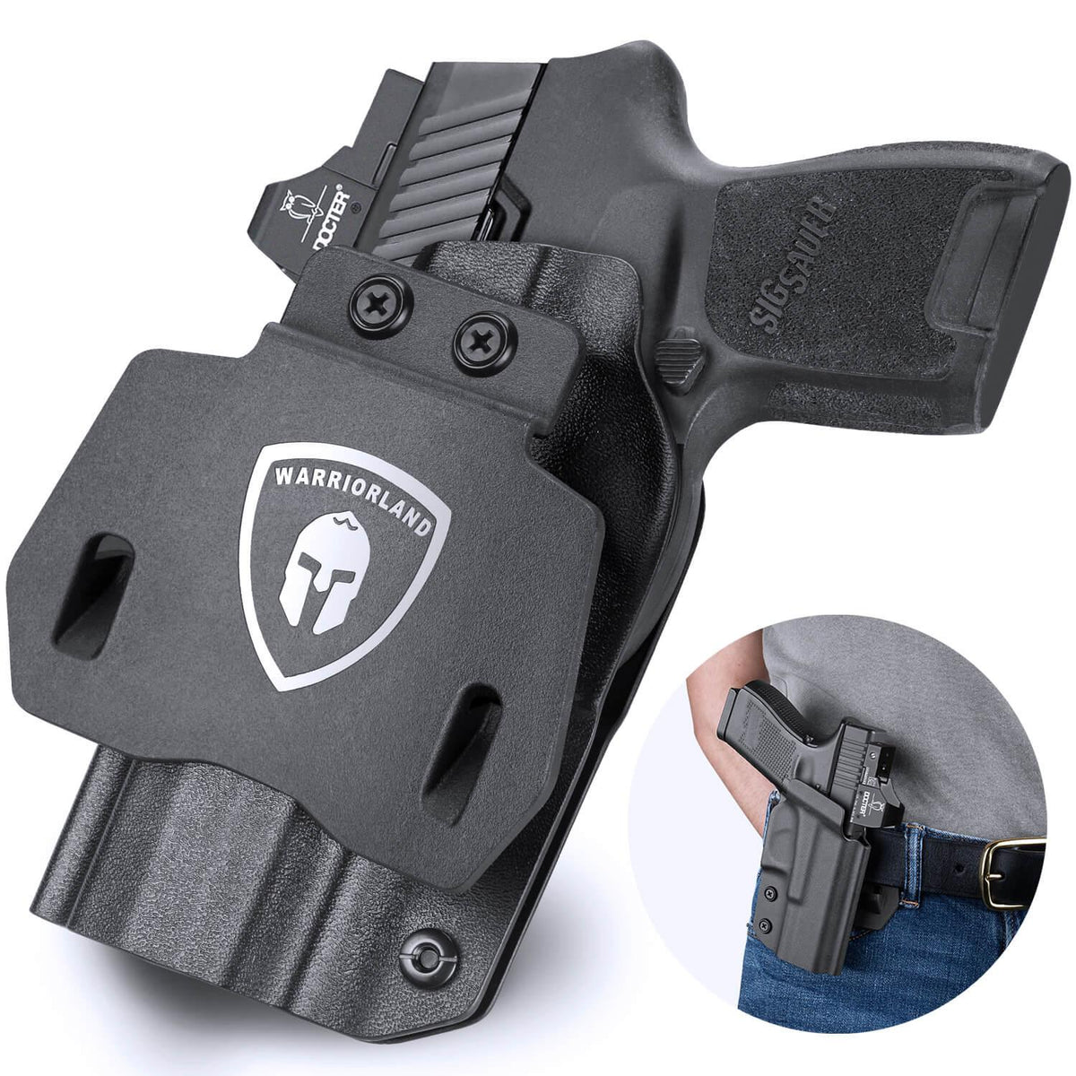 Sig Sauer P320 Full Size Compact P320X Carry Pistol OWB KYDEX Paddle Holster Appendix Open Carry Red Dot Optics Cut Fully Trigger Guard | WARRIORLAND WARRIORLAND