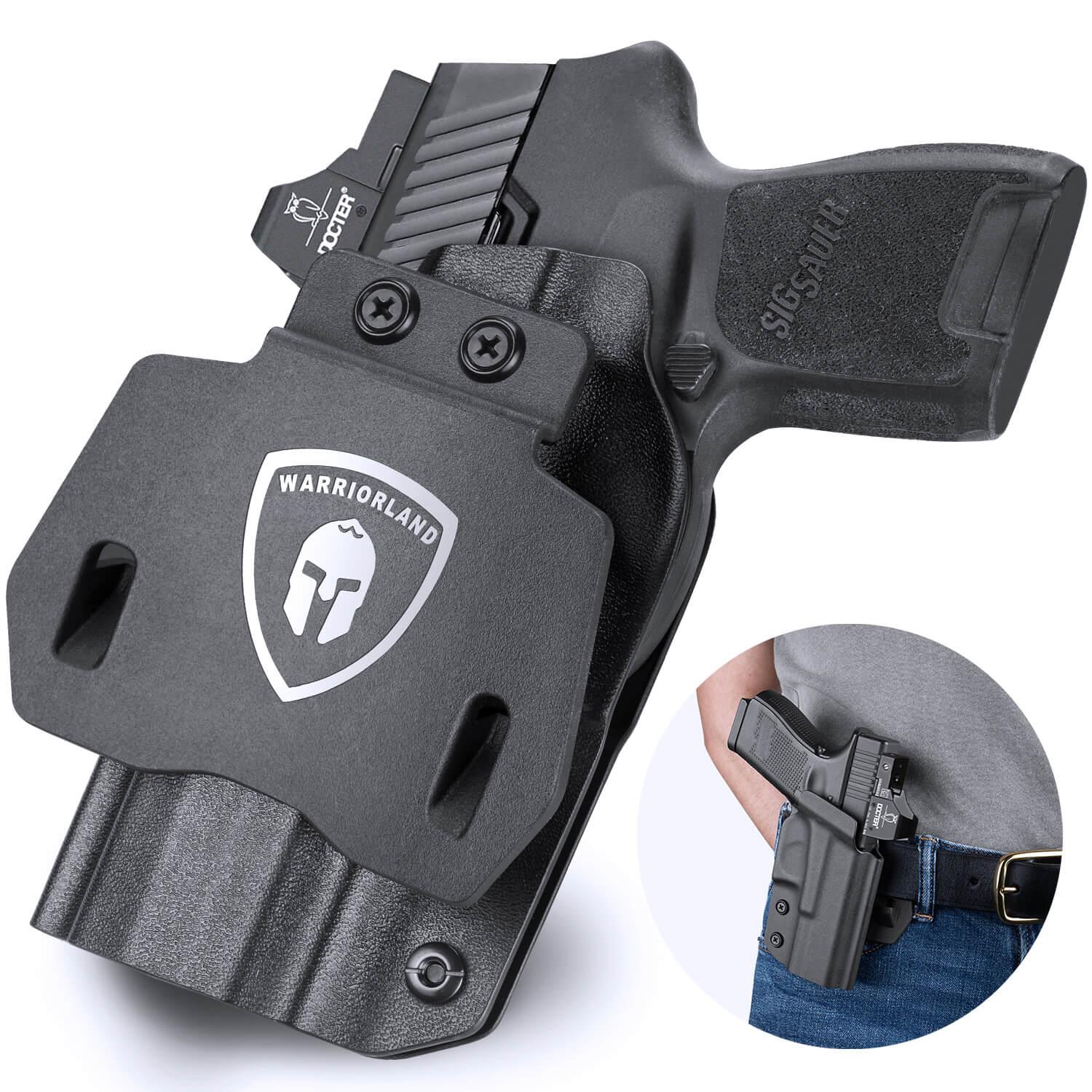 Sig Sauer P320 Full Size Compact P320X Carry Pistol OWB KYDEX Paddle Holster Appendix Open Carry Red Dot Optics Cut Fully Trigger Guard | WARRIORLAND WARRIORLAND