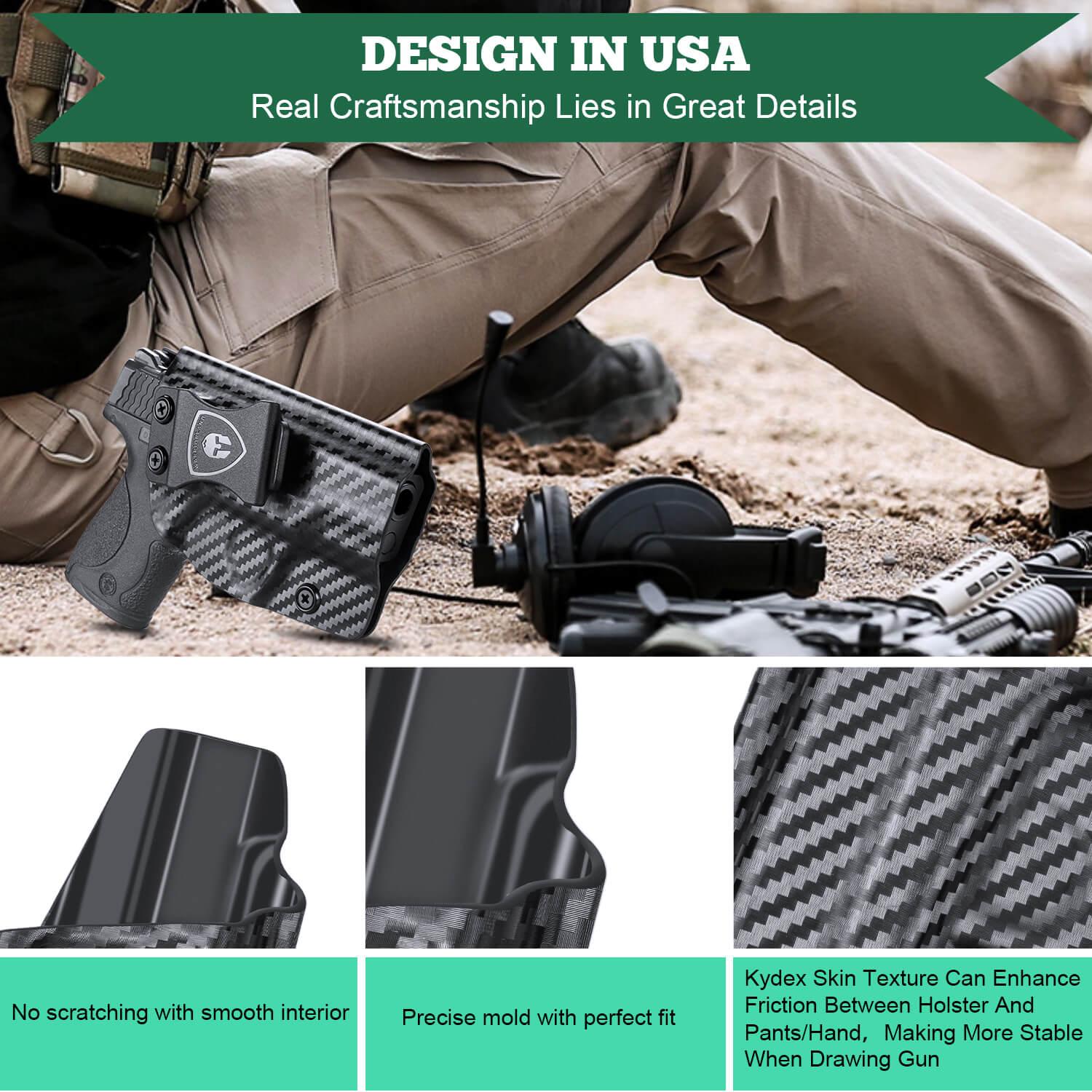 Carbon Fiber Kydex IWB Holster for Smith & Wesson M&P Shield/ Plus/ M2.0 9mm/.40 Pistol | WARRIORLAND WARRIORLAND