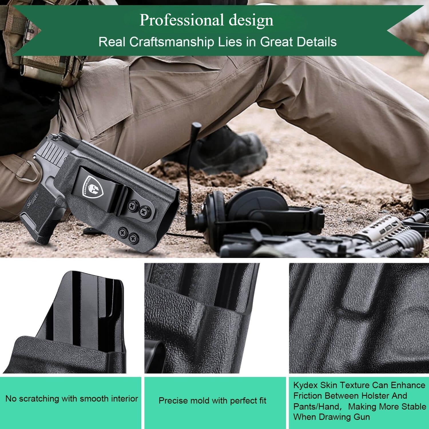 IWB Kydex Holster for Sig Sauer P365 SAS P365X P365XL 9mm Pistol Adjustable Ride Height Metal Belt Clip | WARRIORLAND WARRIORLAND