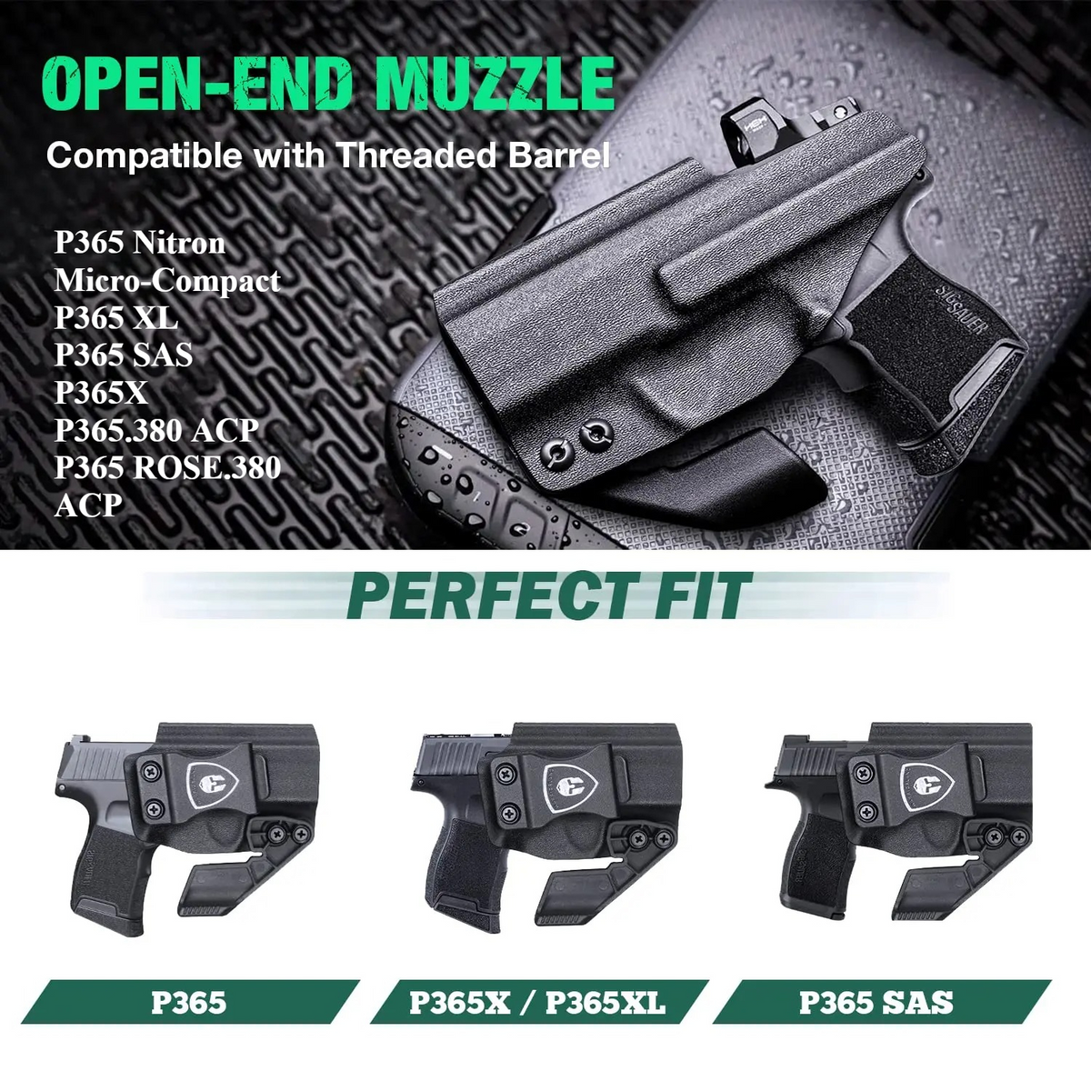 Claw Holster for Sig Sauer P365 P365 XL P365 SAS P365X P365.380 ACP P365 ROSE.380 ACP, IWB Inside Waistband Carry, Optic Ready, Right Hand | WARRIORLAND
