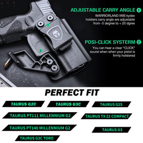 IWB Holster with Claw Taurus G2C Taurus G2S Taurus G3C Taurus G3C TORO Taurus G3 Taurus PT111 Millennium G2 Taurus PT140 Millennium G2 Taurus TX 22 COMPACT Red Dot Optics Cut Appendix Carry Trigger Guard Holsters for fat guys | WARRIORLAND