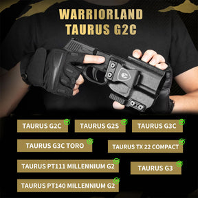 IWB Kydex Holster with Claw Attachment and Optic Cut Fit Taurus G2C Taurus G3C Taurus G3C TORO Taurus G3 Taurus PT111 Millennium G2 Taurus PT140 Millennium G2 Holster, Adj. Cant & Retention, Right Hand|WARRIORLAND