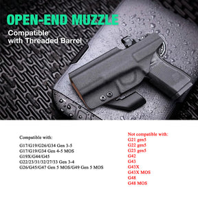 IWB Kydex Holster with Claw and Optic Cut: Glock 17/19/26/34 Gen3-5、Glock 17/19 Gen 4-5 MOS、Glock 23/32 Gen3-4,G19X G26 Gen5 MOS G34 Gen5 MOS G44 G45 G45 MOS Inside Waistband Appendix Carry G19 Holster, Adj. Cant & Retention, Right Hand|WARRIORLAND