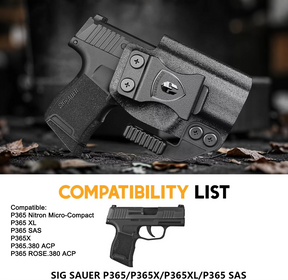 WARRIORLAND IWB Kydex Holster Compatible with Sig Sauer P365 P365 XL P365 SAS P365X P365.380 ACP P365 ROSE.380 ACP, Inside Waistband Appendix Conceal Carry, with Claw & Adj. Retention & Cant, Right Hand