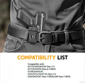 WARRIORLAND IWB Kydex Holster Compatible with Glock G17/G19/G26/G34/ Gen3-5  G17/G19 Gen4-5 MOS  G19X  G23/G32 Gen3-4  G26/G34 Gen5 MOS  G44  G45  G45 MOS, Inside Waistband Appendix Conceal Carry, with Claw & Adj. Retention & Cant, Right Hand