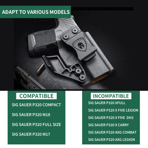 Sig Sauer P320 Full Size / P320 M17  Hybrid Kydex Leather Lined IWB Holster with Claw Optics Ready, Right Hand WARRIORLAND