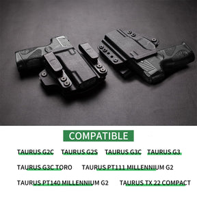 Taurus G2C Taurus G2S Taurus G3C Taurus G3C TORO Taurus G3 Taurus PT111 Millennium G2 Taurus PT140 Millennium G2 IWB & OWB Convertible Holster,Optic Ready, Adj Ride Height,Right Hand | Warriorland WARRIORLAND