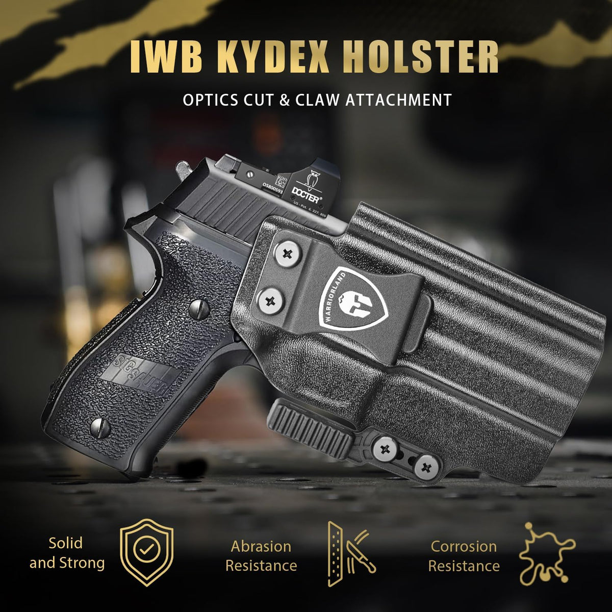IWB Kydex Holster with Claw Attachment and Optic Cut Fit Sig Sauer P226 Full Size 4.4'' Pistol, Inside Waistband Appendix Carry P266 Holster, Adj. Cant & Retention, Right Hand|WARRIORLAND