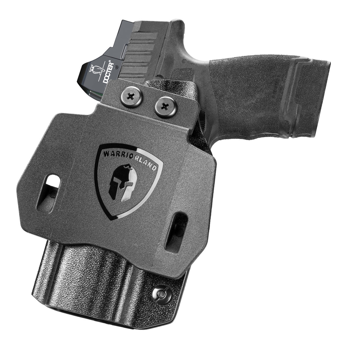 Hellcat Pro Holster OWB Kydex Holster Optics Cut: Springfield Armory Hellcat Pro & Hellcat Pro OSP Pistol, Outside Waistband Open Carry OSP Holster with 1.75 Inch Paddle, Adj. Retention & Cant, Right|WARRIORLAND