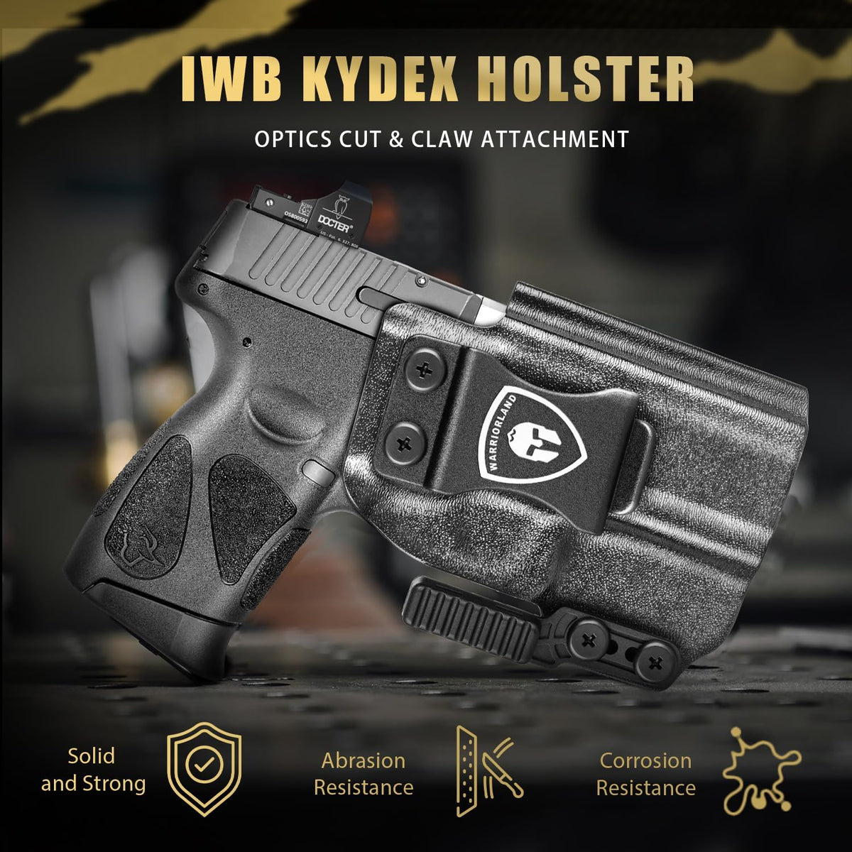 IWB Kydex Holster with Claw Attachment and Optic Cut Fit Taurus G2C /Taurus G3C Pistol, Inside Waistband Appendix Carry 9mm G2C Holster, Adj. Cant & Retention, Right Hand|WARRIORLAND