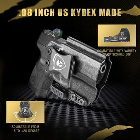 IWB Kydex Holster with Claw Attachment and Optic Cut Fit Taurus G2C /Taurus G3C Pistol, Inside Waistband Appendix Carry 9mm G2C Holster, Adj. Cant & Retention, Right Hand|WARRIORLAND