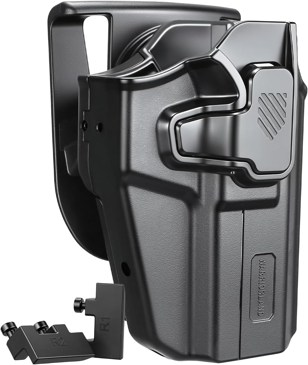 WARRIORLAND Universal OWB Gun Holster w/Optic Cut Ready – Fits Most Popular Compact to Full Size Handguns with 4”–5.3” Barrel – Level II Retention, 360° Adjustable Paddle for 1.5-2.0" Belt, Right Hand