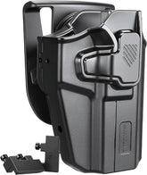 WARRIORLAND Universal OWB Gun Holster w/Optic Cut Ready – Fits Most Popular Compact to Full Size Handguns with 4”–5.3” Barrel – Level II Retention, 360° Adjustable Paddle for 1.5-2.0" Belt, Right Hand
