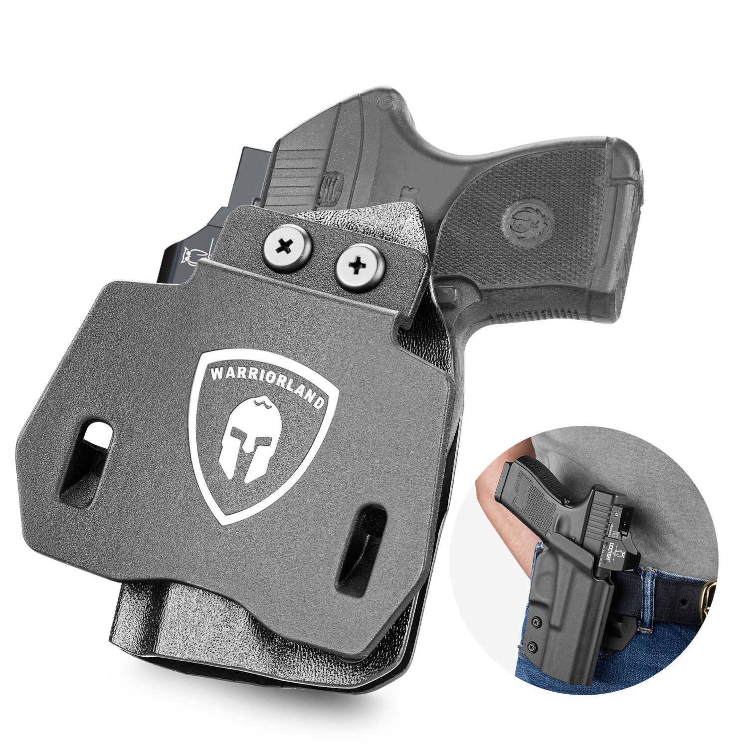 OWB Holster Optics Cut Fit Ruger LCP Max Pistol, Outside Waistband Open Carry Max .380 Holster with 1.75 Inch Paddle, Adj. Retention & Cant, Right Hand|WARRIORLAND