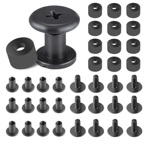 WARRIORLAND Pack of 12 Black Chicago Screws, DIY Screw Kits for Kydex & Leather Gun Holsters/Clips and Knife Sheaths, Includes Phillips Truss Heads + Open Slotted Fasteners + Rubber Washers/Spacers