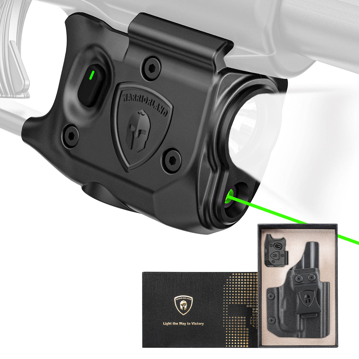 WARRIORLAND Pistol Light Laser Combo for Glock 43X MOS - 150 Lumen Tactical Flashlight & Green/Red Laser Sight，SLL-100
