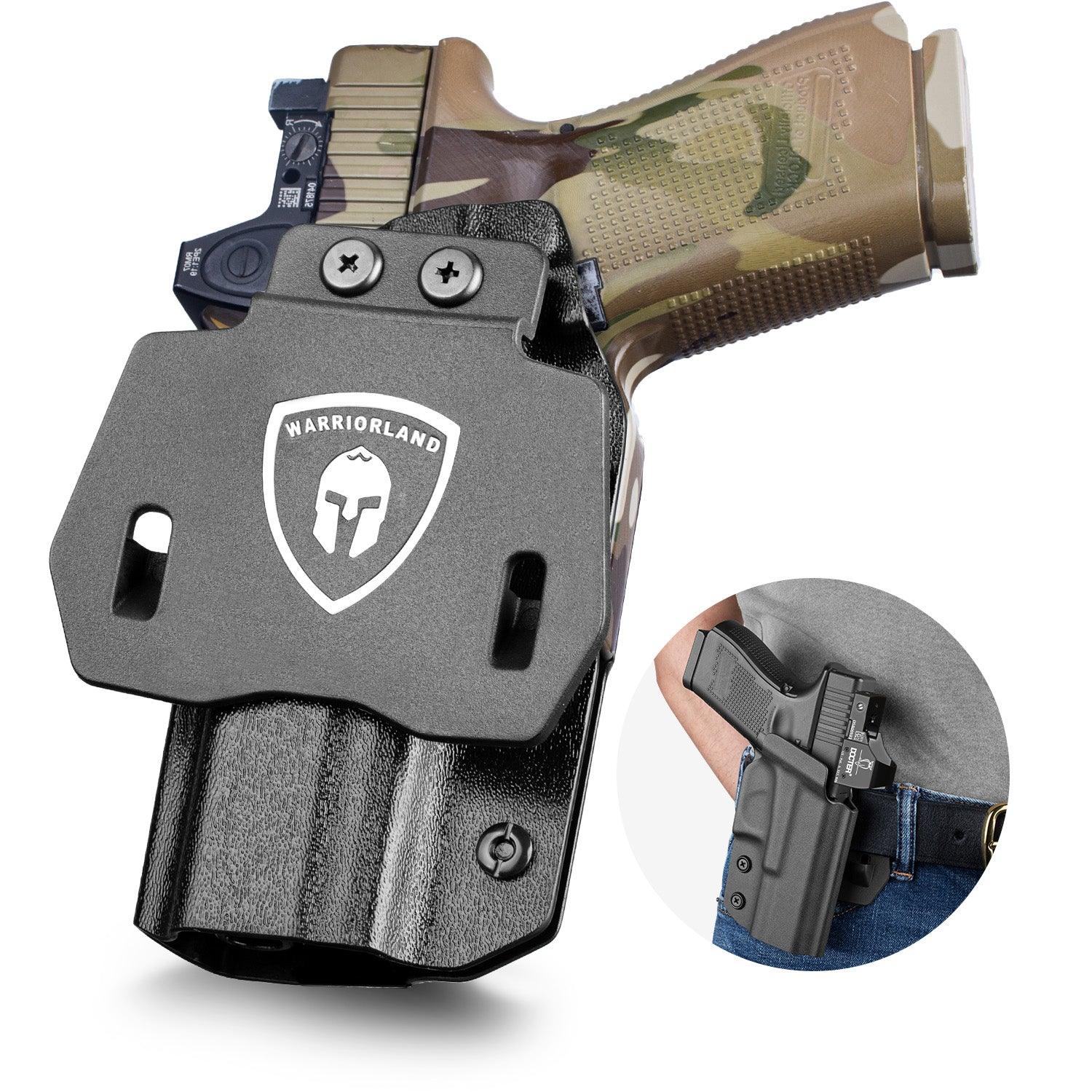 G23 Holster OWB Kydex Holster Optics Cut Fit G23 Gen 1-5 Pistol, Outside Waistband Open Carry G23 Gen 5 Holster with 1.75 Inch Paddle, Adj. Retention, Right Hand/Left Hand|WARRIORLAND