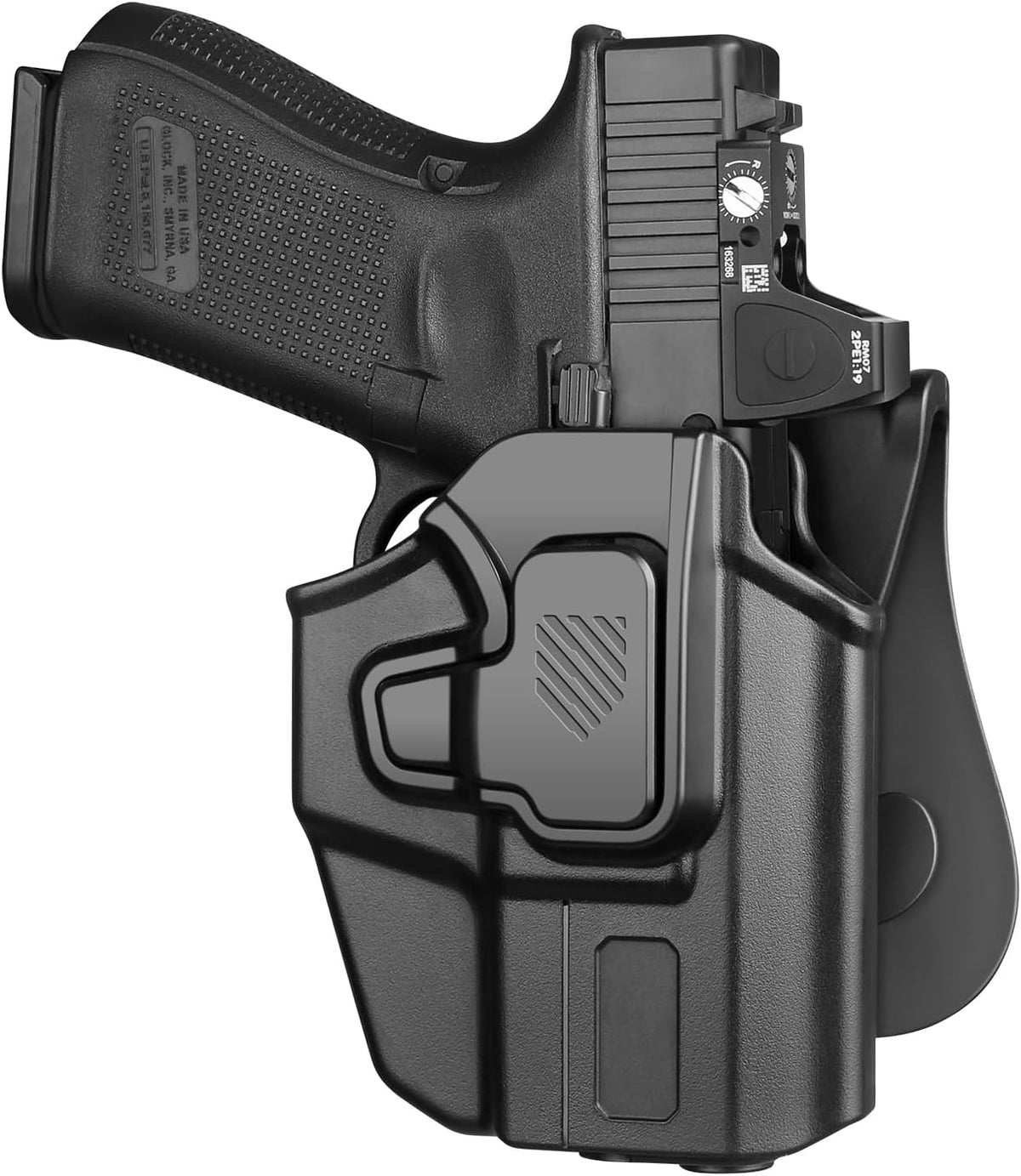 Universal OWB Holster for Compact and Subcompact Pistols, Fit Glock 19/26/43/ 43X/43X Mos, Hellcat pro,Taurus G2C, PSA Dagger Compact and More, Index Finger Release, Right Hand