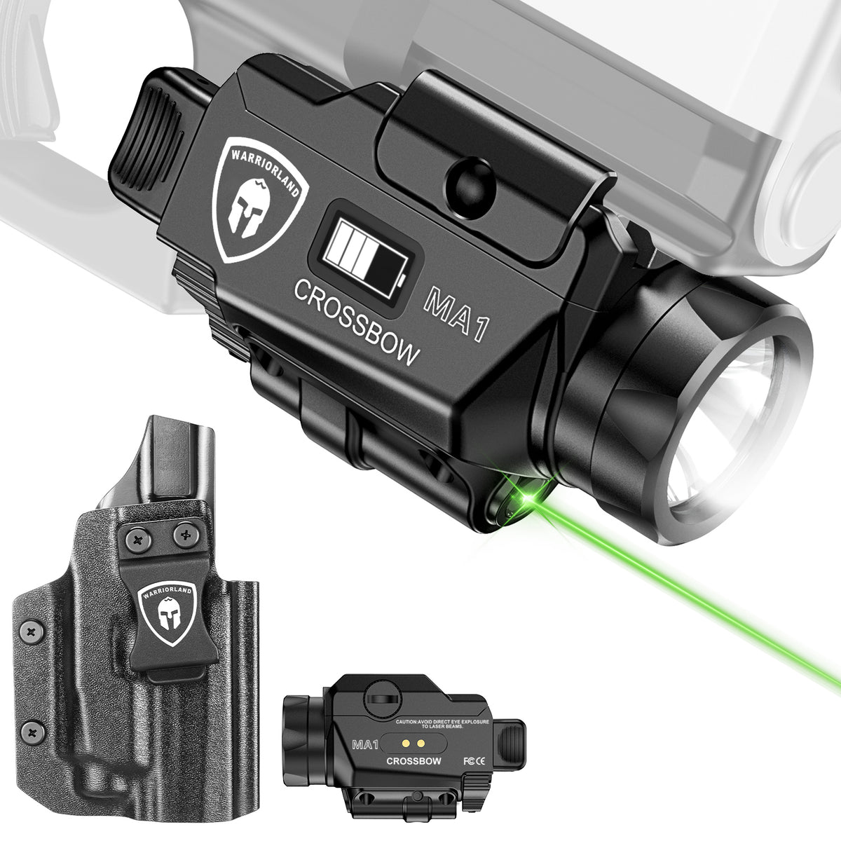 Universal Light Laser Combo with Taurus G2C/G3C Holster, Green Beam & LED Tactical Light, Magnetic USB Rechargeable Flashlight-Screen Displays Battery Status, Crossbow MA1 w/ G2C Holster
