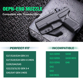 Glock 17/19/34 Gen3-5、Glock 17/19 Gen 4-5 MOS、G19X  G23 Gen3-4  G22 Gen3-4 G31 Gen3-4 G32 Gen3-4  G34 Gen5 MOS   G44  G45  G45 MOS holster with Claw Red Dot Optics Cut Trigger Guard Holsters for Fat Guys | WARRIORLAND