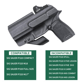 Sig Sauer P320 Full Size Compact P320X Carry Pistol Holster with Claw Red Dot Optics Cut Trigger Guard Holsters for Fat Guys | WARRIORLAND