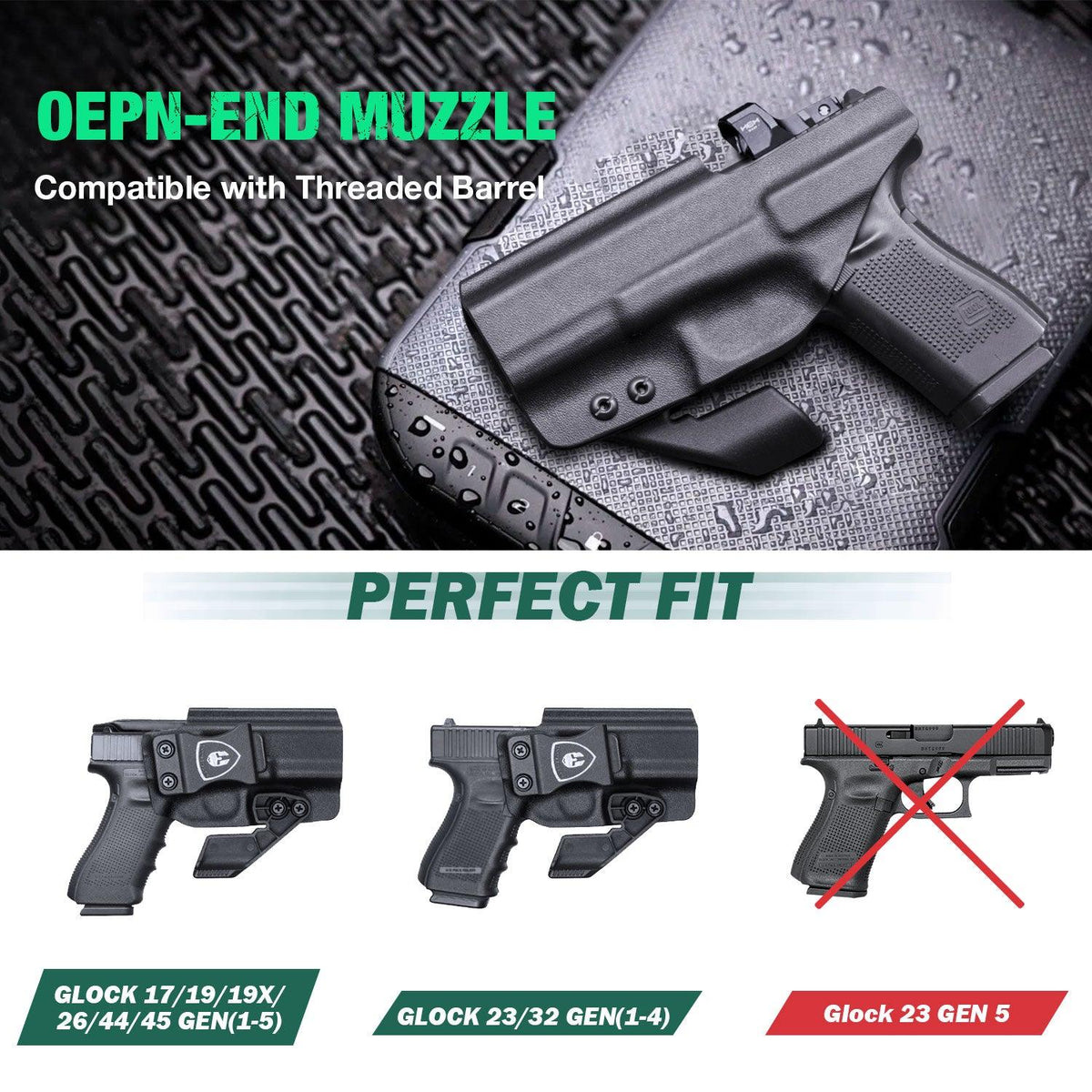 WARRIORLAND Kydex Holster for Gun with Green Laser Light Combo Fit for SCCY CPX1/CPX2 9mm Gen 1-2 Pistol, WLS-107G Laser Beam Sight with Power Indicator & Concealed Carry IWB Right-Hand Holster
