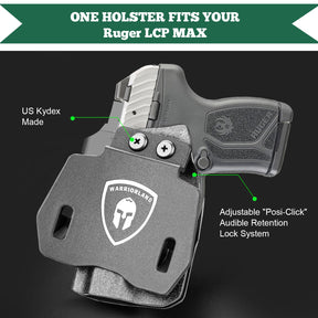 OWB Holster Optics Cut Fit Ruger LCP Max Pistol, Outside Waistband Open Carry Max .380 Holster with 1.75 Inch Paddle, Adj. Retention & Cant, Right Hand|WARRIORLAND WARRIORLAND