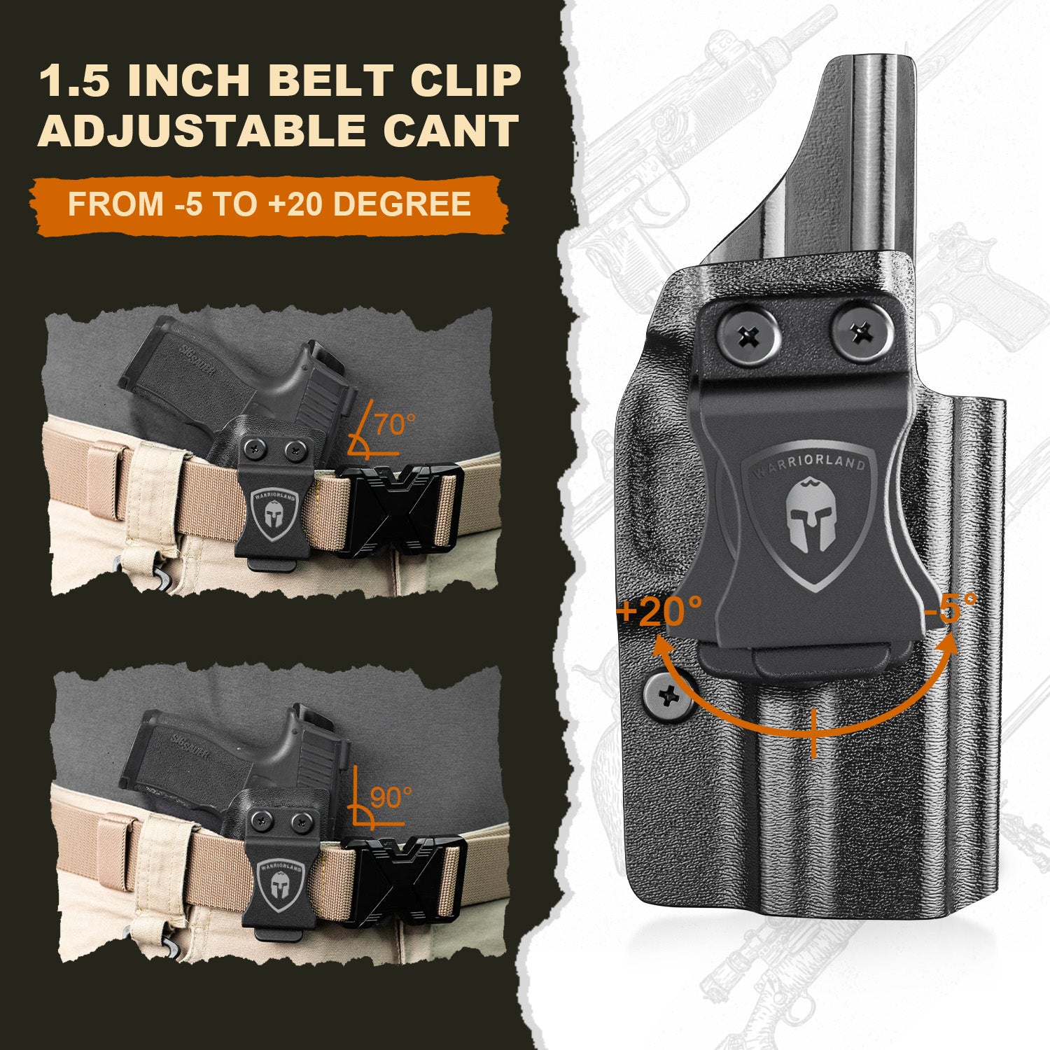 G23 Holster IWB Kydex Holster Optics Cut Fit G23 Gen 1-5 Pistol, Inside Waistband Appendix Carry G23 Gen 5 9mm Holster, Adj. Retention & Cant, Right Hand/Left Hand Optinal|WARRIORLAND