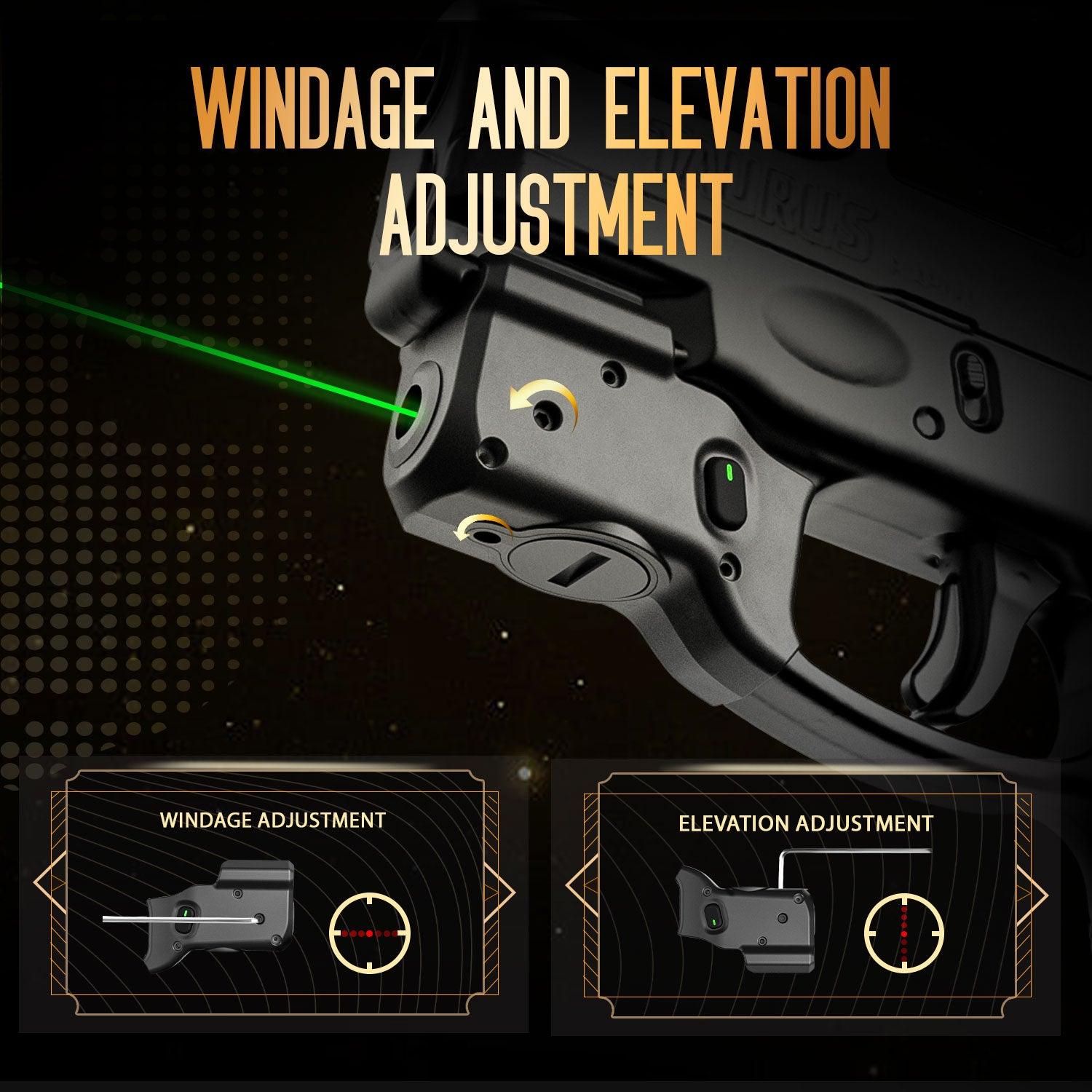 WARRIORLAND Green Laser Sight With Holster Combo Tailored Fit Taurus G2C / Taurus G3C / Millennium G2 PT111 & PT140, Ultra Compact G2C Beam Sight, Gun Sight with Ambidextrous On/Off Switch & Power Indicator, WLS-101G-H