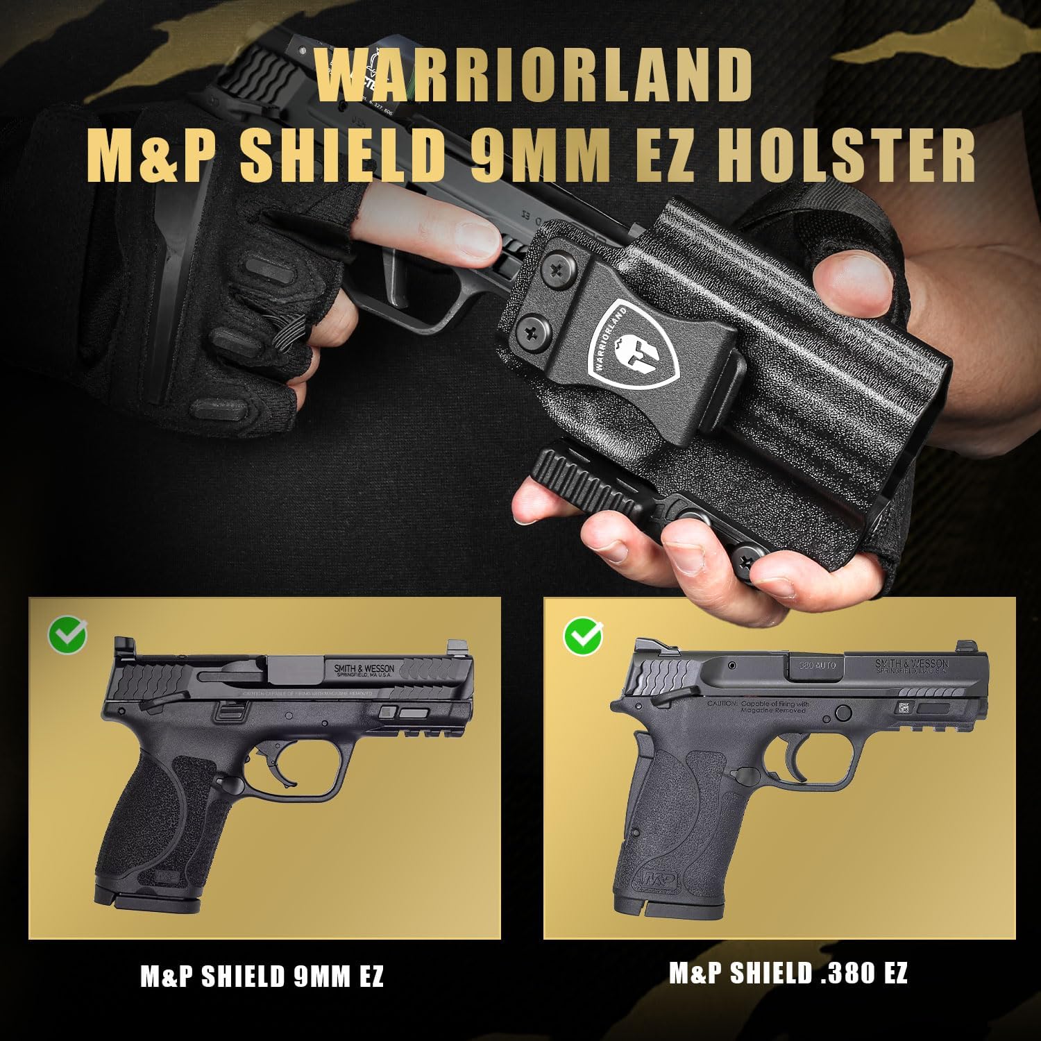 IWB Kydex Holster with Claw Attachment and Optic Cut Fit Smith & Wesson M&P Shield 9mm EZ / .380 EZ Pistol, Inside Waistband Appendix Carry M&P 9mm Shield EZ Holster, Adj. Cant & Retention|WARRIORLAND