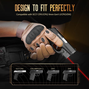 WARRIORLAND Kydex Holster for Gun with Laser Light Combo Fit for SCCY CPX1/CPX2 9mm Gen 1-2 Pistol, WLS-107 Laser Beam Sight with Power Indicator & Concealed Carry IWB Right-Hand Holster