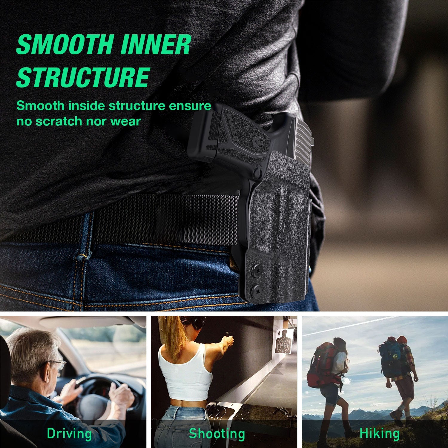 OWB Holster Optics Cut Fit Ruger Max-9 Pistol, Outside Waistband Open Carry Max 9 Holster with 1.75 Inch Paddle, Adj. Retention & Cant, Right Hand|WARRIORLAND WARRIORLAND