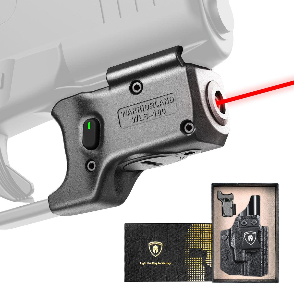 Red Laser Sight Designed to Fit Glock /Glock 48 MOS with Holster Combo, Red Beam Sight with Power Indicator, Custom-Made IWB Kydex Holster Right Hand, WLS-100 w/ G48 MOS Holster|WARRIORLAND