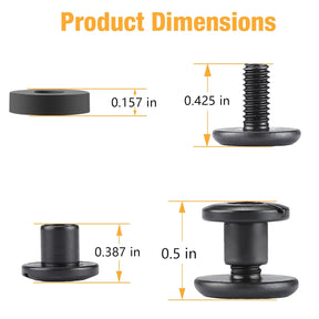 WARRIORLAND 12-Pack Black Chicago Screws, DIY Screw Kits for Kydex & Leather Gun Holsters/Clips and Knife Sheaths, Includes Phillips Truss Heads + Open Slotted Fasteners + Rubber Washers/Spacers