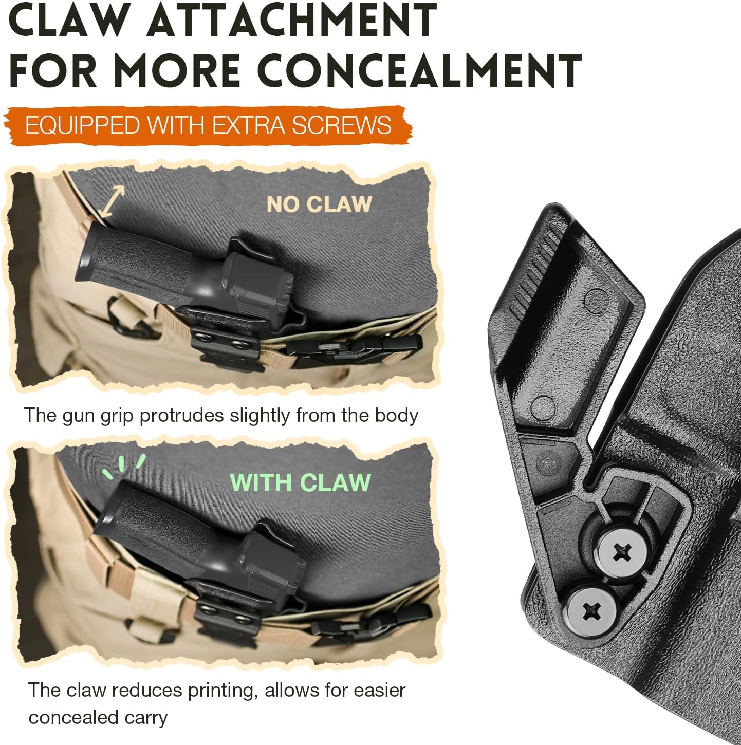 WARRIORLAND IWB Kydex Holster, Designed Exclusively and Solely for Canik Mete MC9 / Mete MC9L Pistol, w/Claw & Optics Cut, Inside Waistband Concealed Carry Holster, Adj. Retention & Cant, Right Hand