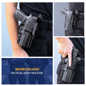 P320 Duty Holster Level II Retention w/Hook Guard & Rotating Hood: Sig Sauer P320 Compact M18, Outside Waistband Holster Sig P320, Adj. Retention & Ride Height, Right|WARRIORLAND