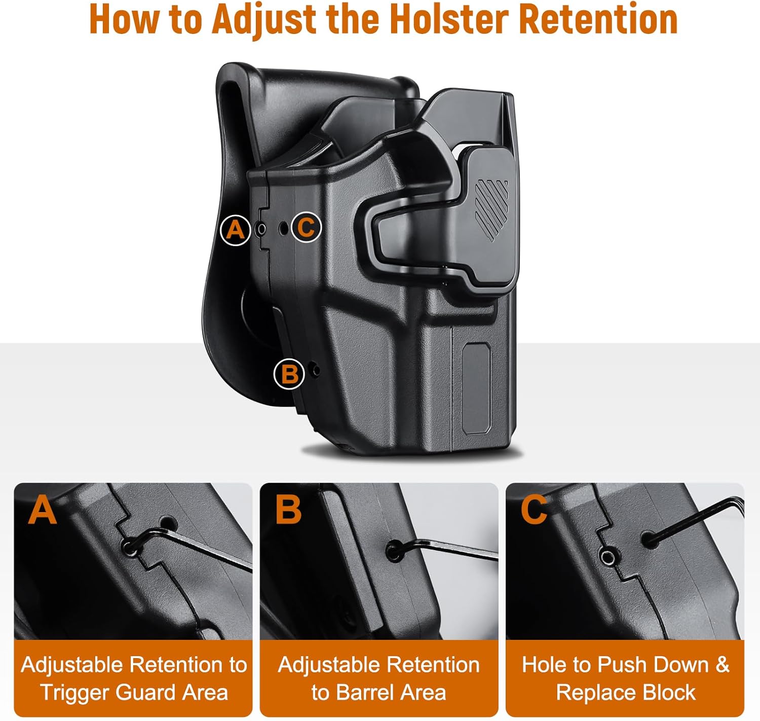 Universal OWB Holster for Compact and Subcompact Pistols, Fit Glock 19/26/43/ 43X/43X Mos, Hellcat pro,Taurus G2C, PSA Dagger Compact and More, Index Finger Release, Right Hand.
