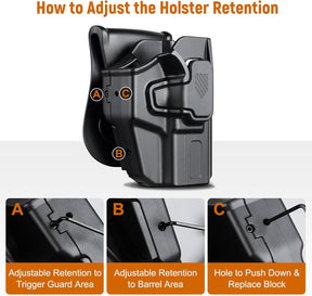 Universal OWB Holster for Compact and Subcompact Pistols, Fit Glock 19/26/43/ 43X/43X Mos, Hellcat pro,Taurus G2C, PSA Dagger Compact and More, Index Finger Release, Right Hand.