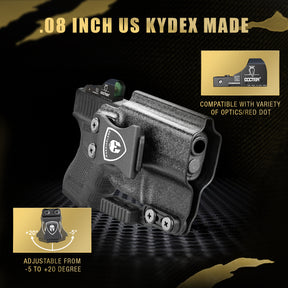 IWB Kydex Holster with Claw Attachment and Optic Cut Fit G26 Gen 1-5 / G27 & G33 Gen 3-4 Pistol, Inside Waistband Appendix Carry G26 Holster, Adj. Cant & Retention, Right Hand|WARRIORLAND