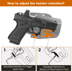 WARRIORLAND Universal OWB Gun Holster w/Optic Cut Ready – Fits Most Popular Compact to Full Size Handguns with 4”–5.3” Barrel – Level II Retention, 360° Adjustable Paddle for 1.5-2.0" Belt, Right Hand