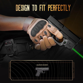 Green Laser Sight Designed to Fit Glock 43/G43X(No Rail Version) with Holster, Green Beam Sight with Power Indicator, Custom-Made IWB Kydex Holster Right Hand, WLS-105G w/ G43 Holster|WARRIORLAND