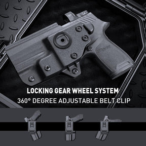 WARRIORLAND OWB KYDEX Holster Thumb Release & Optics Cut Fit: Sig P320 Compact M18 / P320 Full Size M17 / P320-XFIVE Legion, Outside Waistband 360 Degree Adj. Fits 1.5"-2.25" Belt, Right Hand