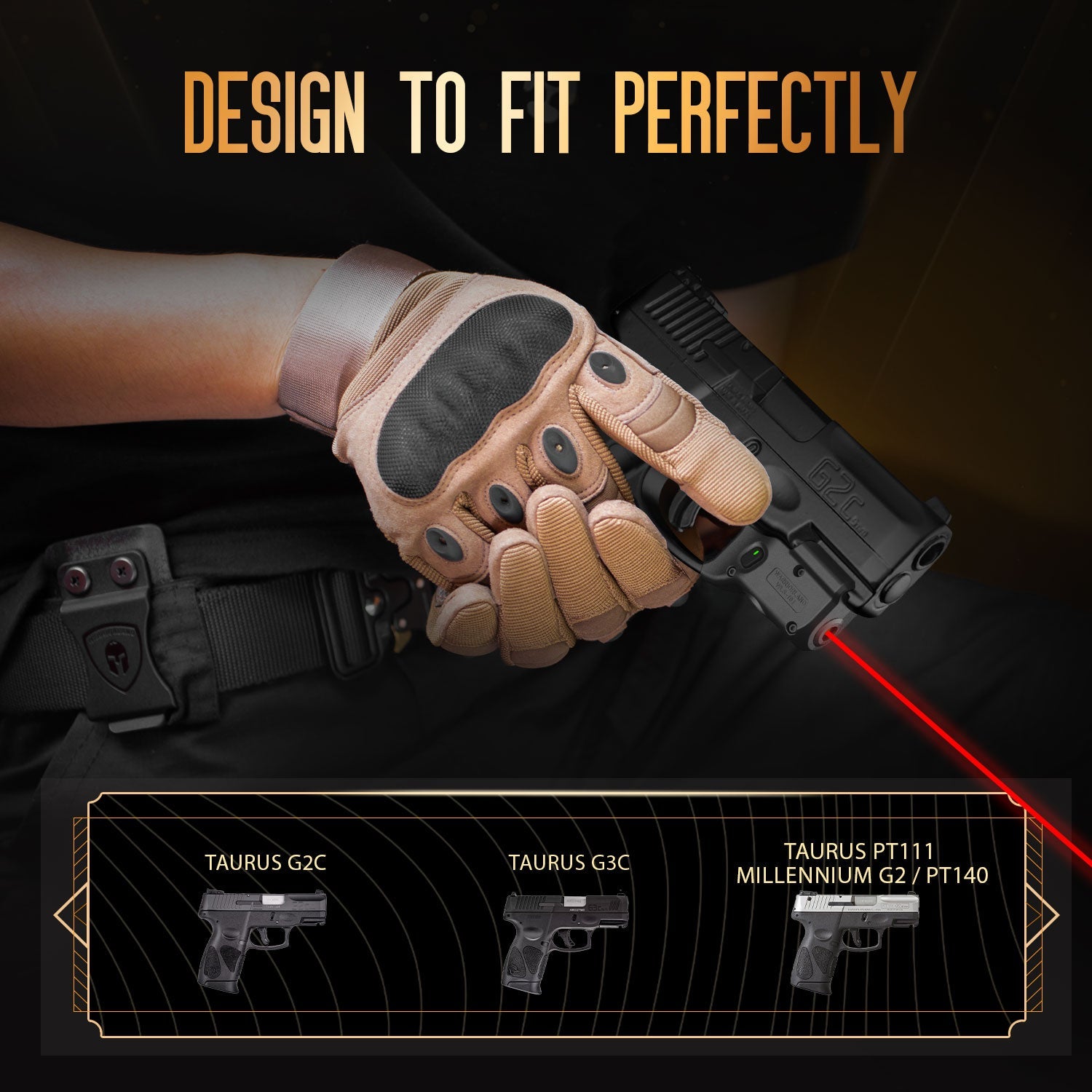 Red Laser Sight and Kydex Holster Combo Tailored Fit Taurus G2C/G3C/PT111 Millennium G2/PT140, Ultra Compact G2C Beam Sight, Gun Sight with Ambidextrous On/Off Switch & Power Indicator|WARRIORLAND